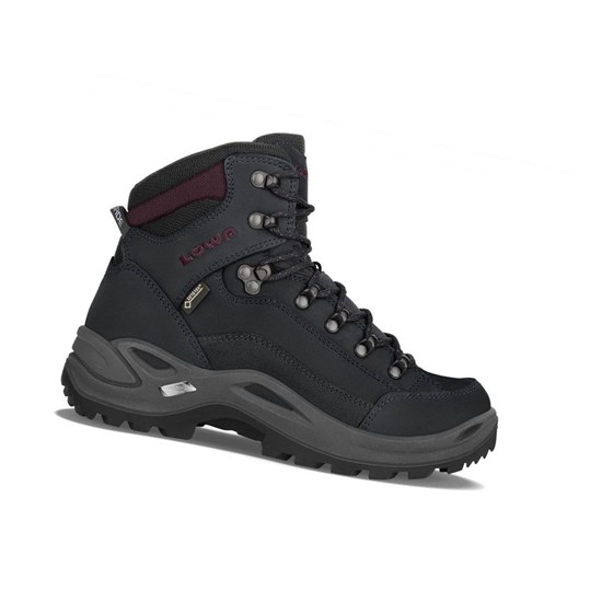 Botas Montaña Lowa Renegade GTX Mid WS Mujer Negras Burdeos | 05438-NHSU