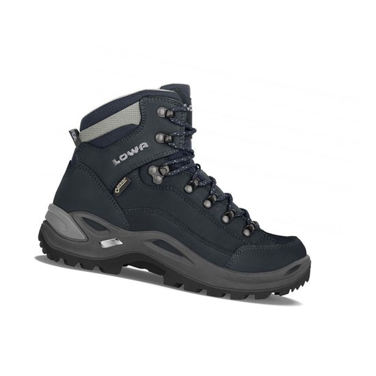 Botas Montaña Lowa Renegade GTX Mid WS Mujer Azul Marino Gris | 06941-VTQS